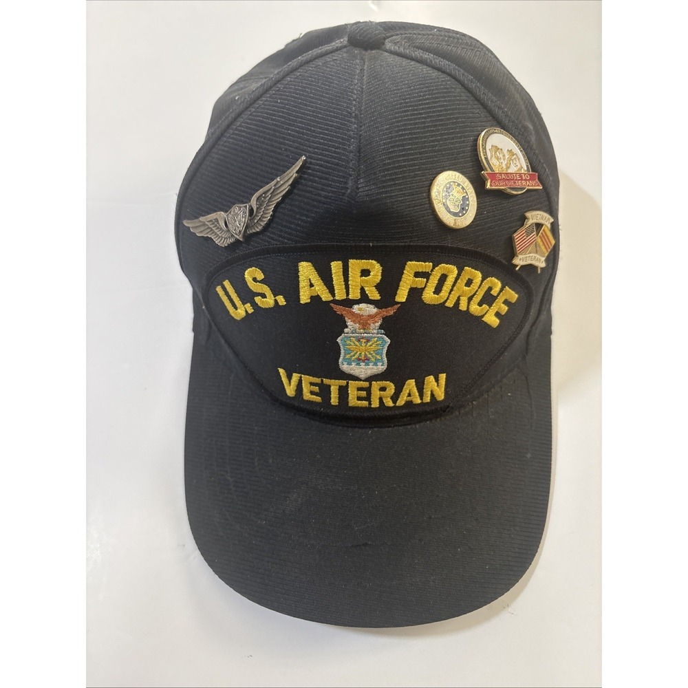 US Air Force Veteran Airman Hat Eagle Crest Official Military Gear Made In USA